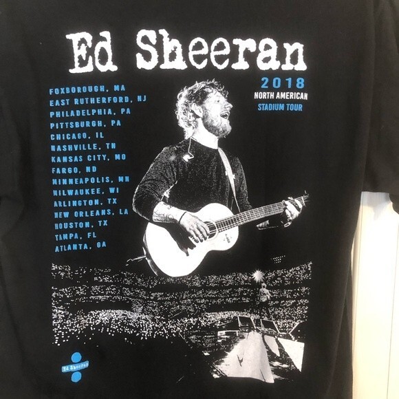 ED SHEERAN 2018 North American Stadium Tour Shirt Unisex Medium Band Music Black - Picture 3 of 5